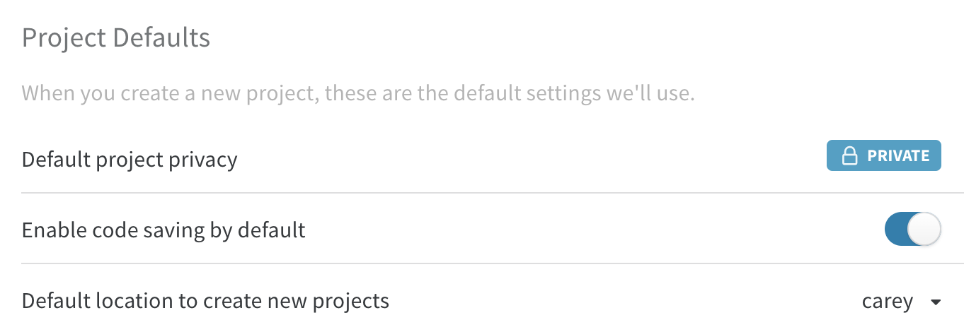 Here&#39;s what your account settings look like. You can save code by default.